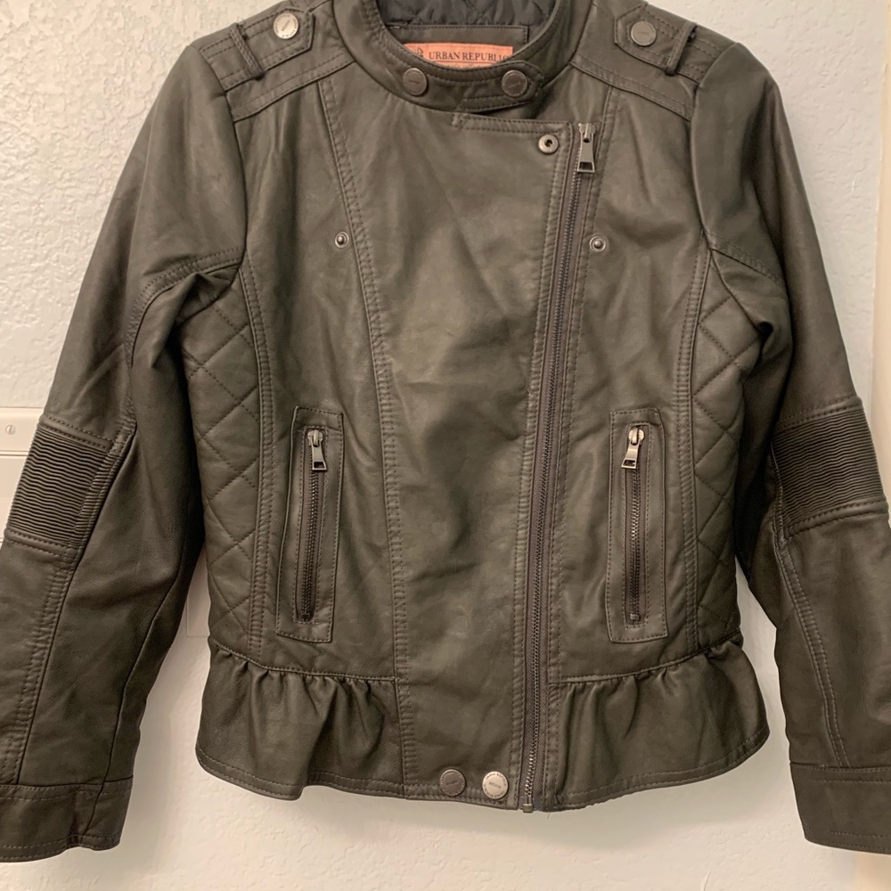 A navy green Jean jacket
